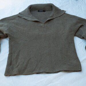 Olive green, collared sweater